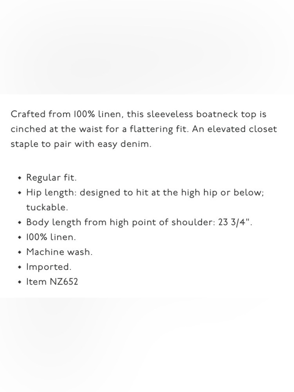 Madewell Cinched Boatneck sleeveless Linen Top - Picture 8 of 8